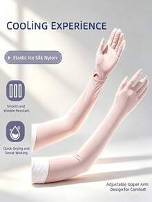1 Pair New Women's Long Sun Protection Gloves, Summer Essential. These Ice Silk Sleeves Effectively Block UV Rays. Suitable For Cycling And Driving, With Anti-Slip And Touchscreen Functionality. The Extended Design Fully Covers The Arms, Making Them An Ideal Choice For Outdoor Activities. - Multicolor - View 3