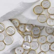 15/25/35Pcs Gold/Silver Trimmed White Shell Buttons, Suitable For Clothing, Shirts, Sewing Crafts And Home Decor Fabric - Multicolor - View 7