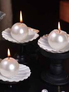 Exquisite Pearl Shell Scented Candle (1pc) - Elegant Pearl Shell Details, Long-Lasting And Smokeless Burn, Suitable For Bedroom, Living Room And Dining Room. Perfect For Romantic Valentine's Day, Wedding Candlelight Dinner - Shell Candle - View 2