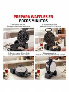 Redlemon Waflera Eléctrica Vertical Antiadherente con Bordes Antiderrames Compacta - Tipo de Enchufe A USA (110-127V) - Ver 6