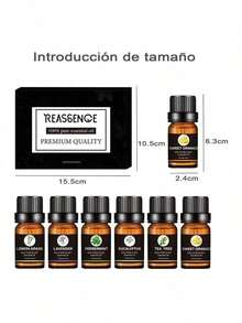 Kit De 6 Aceites Esenciales 100% Natural Para Difusor Y Spa - Perfume avanzado para difusor, humidificador y aromaterapia -Té, Menta, Lavanda, Eucalipto, Lemongrass, Naranja., usado para relajar y mejorar el estado de ánimo - Múltiples aromas - Ver 3