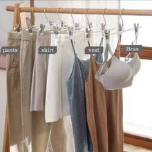Coated Adjustable Pant Hangers, Available In 5/10/20 Pack, Rust-Proof Non-Slip No-Mark Clips, Multi-Functional For Pants & Skirts, Household Laundry Storage, No Fabric Damage - View 5