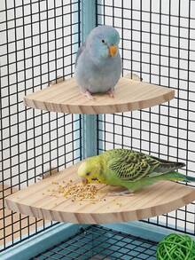 1pc Random Color Wooden Fan-Shaped Bird Cage Platform, Bird Toy, Hamster Jump Board, Parrot Perch, Resting Platform, Suitable For Parrots, Hamsters, Jerboas And Long-Tailed Rats, Bird Cage Accessories, Bird Toys, Bird House, Autumn Decoration - View 9