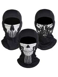 1/3pcs Skull Print Elastic Face Mask, Lightweight Full Face Headwear, Windproof Fashion Mask For Outdoor Driving, Camping, Halloween - Multicolor - View 14
