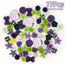 22/33/44/55/66/77/88/99Pcs Random Mixed Purple & Green Resin Buttons, Flower Apple Heart Shaped Decorative Sewing Buttons, DIY Accessories For Doll Clothes, Scrapbooking Crafts, Random Style And Color - Multicolor - View 14