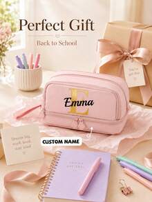 Large Capacity 4-Layer Pencil Case, Supports Personalized Name Customization, Suitable For Male And Female Students, Office Stationery Storage, Multi-Compartment Stationery Bag, Pencil Case Storage Bag - Multicolor - View 6