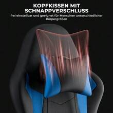 Ergonomic Gaming Chair With Lumbar Support And Headrest, Height-Adjustable Gamer Chair, PC Chair For Adults, Girls And Boys - 藍色 - 查看 5