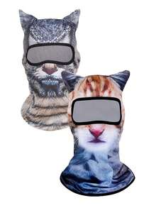 1件/2件/3件 中性 3D動物圖案防護面罩頭套，戶外趣味水上運動帽，防曬動物頭套（貓、狗款式），適合日常出遊、旅行、徒步、滑雪 - 款式Z - 查看 20