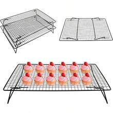 1/2/3pcs Baking Cooling Rack, Carbon Steel Wire Cookie Cooling Rack, Multi-Layer Stackable Cookie Rack, Suitable For Cakes, Pastries And Fruits, Foldable, Dishwasher (Black), Dessert Cooling Rack, Suitable For Holiday Gifts, Christmas, Halloween, Thanksgiving, Party - Multicolor - View 14