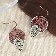 DIYCCPC Anting Gantung Motif Daun Ukiran Gaya Bohemian Vintage, Perhiasan Fashion untuk Wanita - Dua Warna - View 5