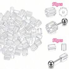KMEOSCH 100/200/400/600pcs Transparent Silicone Earring Backs Replacement, Soft Earring Plugs, Suitable For Studs And Fish Hook Earrings, Low Sensitivity Secure Lock Backs, Suitable For Heavy Earrings, 2 Sizes - Clear - View 11