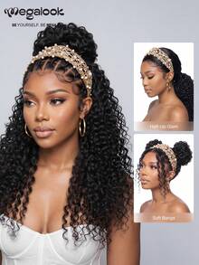 MEGALOOK Water Wave Drawstring Ponytail 100% Human Hair Ponytail Extensions Glueless Install 14-22 Inch With Adjustable Drawstring Easy Wearing Beginner Friendly For Women - SNatural - View 4