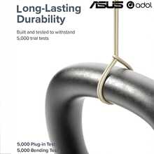 ASUS 60W Fast Charging Data Cable, Available In 1m/2m Lengths, Compatible With Apple 17ProMax/17Pro/17/16ProMax/16Pro/16/15ProMax/15Pro/15, Samsung Phones, Tablets, And Car Charging, Made Of Silicone, Comfortable To Touch, And Tangle-Free - White - View 7