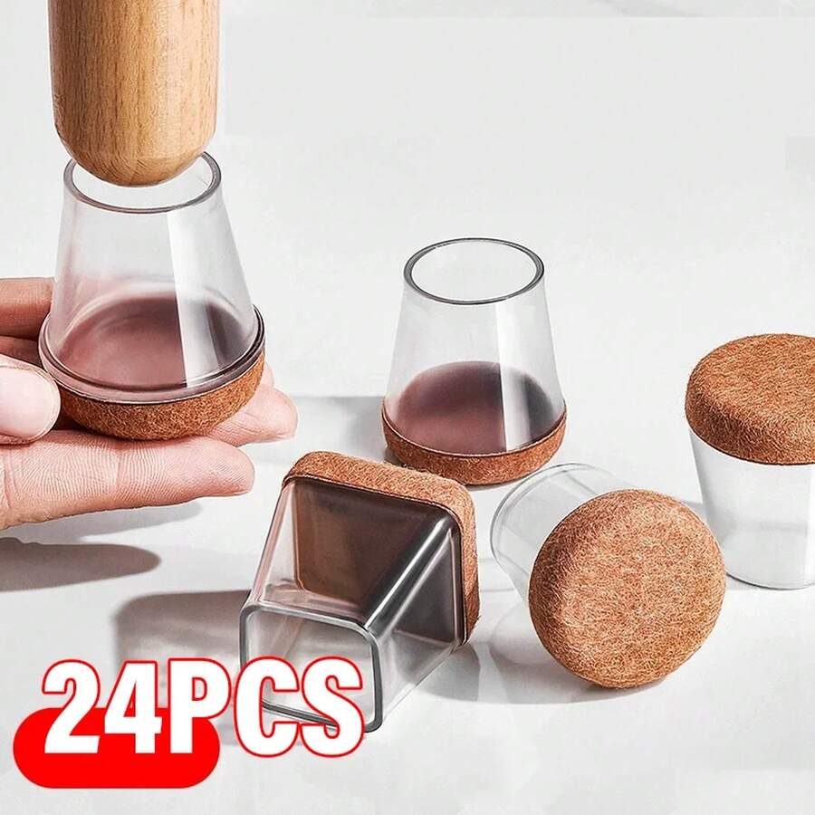 Protectores de Patas de Silla Anslizantes y Resistentes al Desgaste, Almohadillas para Muebles, Protectores de Piso Antiarañazos, Tapas de Silicona y Fieltro para Patas de Mesa - transparente - Ver 1
