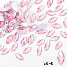 100顆/包 7*15mm 橄欖形水鑽，壓克力銀色底平背水鑽，尖頭橄欖形不對稱無孔水鑽，適用於舞蹈服裝、包包、鞋子DIY裝飾 - C - 查看 17