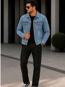 Men's Iron Button Twill Jacket - Azul lavado medio - Ver 3