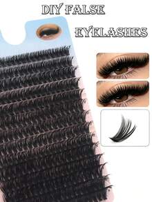 280pcs 60D Mixed Cluster False Eyelashes, 0.05mm D Curl 8-16mm Mixed Length, Voluminous Fluffy Russian Style Single Cluster Eyelashes, Soft Faux Mink DIY Eyelash Extensions, Suitable For Beginners, Halloween Christmas Holiday Eye Makeup - D - View 4