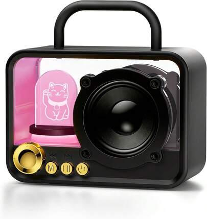 Lindo Altavoz Bluetooth con Luces RGB, Estéreo Inalámbrico Portátil| Sonido estéreo y bajos potentes, diseño mini y atractivo para dormitorio, cocina, oficina, decoración de interiores, excelente regalo para mujeres, hombres y niñas.