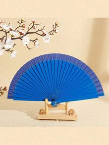 Vintage Handheld Folding Fan, Solid Color Wooden Folding Fan, Minimalist Style Suitable For Women, Modern Simple Classical Folding Fan, Dance Performance Prop, Wedding Party Home Decor - Multicolor - View 8