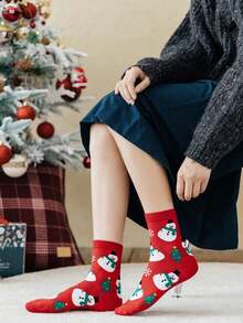 Women's Christmas Athletic Socks With Cartoon Prints, Soft & Cute Christmas Socks, Exclusive Christmas Gift Socks For Ladies - Multicolor - View 5