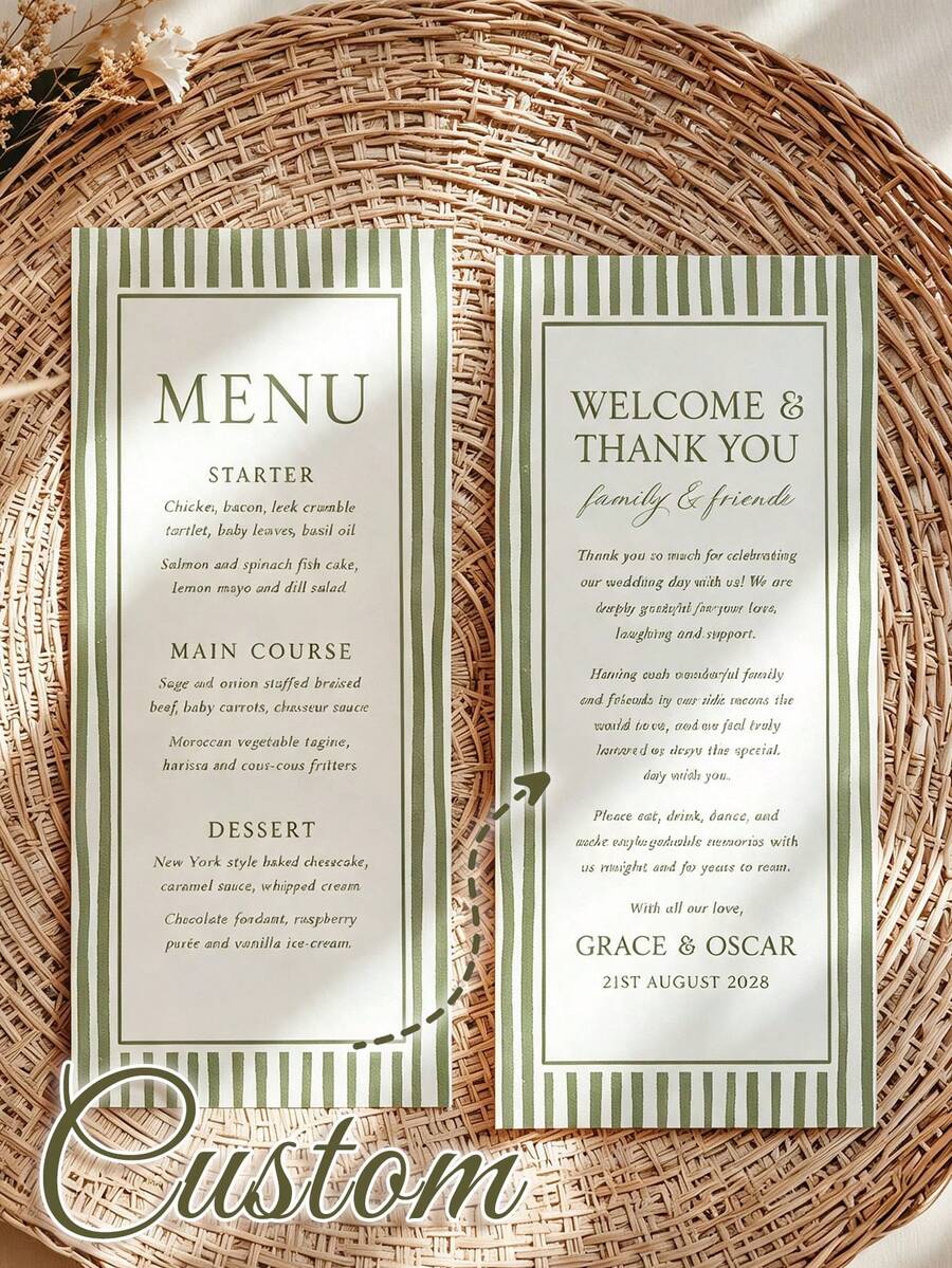 Custom Elegant Minimal Wedding Menu, Personalized Modern Script Dinner Menu, Reception Menu Card, Minimalist Wedding Menu, Engagement Bridal Shower Menu, Anniversary Dinner Menu, Custom Table Card, Wedding Table Decor, Party Dining Menu - Multicolor - View 1