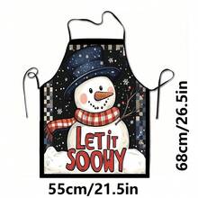 1pc Christmas Santa, Christmas Bell, Christmas Snowflake, Christmas Reindeer, Christmas Tree, Christmas Snowman, Christmas Penguin, Christmas Cartoon Animal Pattern Chef Apron, Apron, Suitable For Home Decor And Kitchen Use. Made Of 100% Polyester Material, Designed As Sleeveless Style, Perfect For Home Kitchen, Outdoor BBQ Cooking. This Printed Apron Is Unisex, Machine Washable And Reusable, An Essential Kitchen Item - Multicolor - View 10