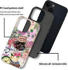 Case For  13  14, PC Hard Shell & Silicone Inner Bumper, Anti-Scratch Full-Body Cover Shockproof Slim Design -City Girl Disco Coquette Collage - 白色 - 查看 3