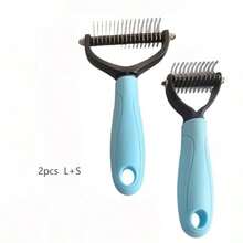 2pcs Random Color Stainless Steel Pet Combs, Double-Sided Dog & Cat Grooming Brushes, Efficient Hair Removal Tool For Long-Haired Pets, Removes Knots And Loose Fur, Durable Steel Construction - View 7