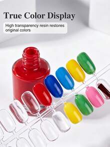 120Pcs Solid Oval Flat Full Cover Nail Tips Clear Gel Nail Polish Color Chart Display Nail Tips Japanese Nail Art Sample Board For Salon - Clear - View 4