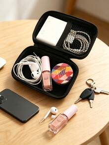 1pc Hard Digital Accessories Storage Bag, Built-In Mesh Compartment, Portable Size, Can Store Earphones, Data Cables, Chargers, Organize Personal Items, Suitable For Travel, Can Be Used As Halloween, Christmas Gift Option - A - View 5