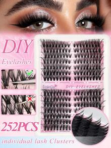 FQBFQB 252pcs Cluster Lashes, Eyelash Clusters Ultra-Natural Look And Thin And Ultra-Soft Fake Eyelashes And Ultra-Light, Anime Lashes, Reusable, False Eyelashes For Beginners For Daily Life And Dates And Parties And Music Festivals And - View 4