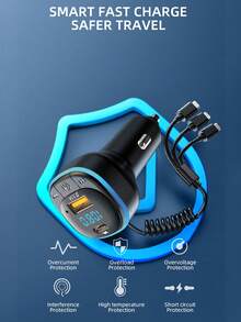 3.1A 多功能車用充電器與車用音響播放器 - 黑色 - 查看 6