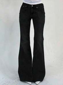 Teen Girl High Waist Slim Fit Jeans - Black - View 2