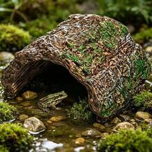 2pcs/Set Resin Hollow Log Aquarium Decoration, Moss Tree Trunk Hiding Cave, Fish And Shrimp Breeding Shelter, Betta Fish Hiding House, Fish Tank Landscaping Decor Accessories - Multicolor - View 7