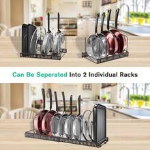 Pot Rack, Two-In-One Retractable Removable Pot And Pan Storage Rack, 13-Layer Divider Rack For Storing Pots And Pans, Pot Lid Rack With Legs, Suitable For Cabinets And Kitchens. - Black - View 9