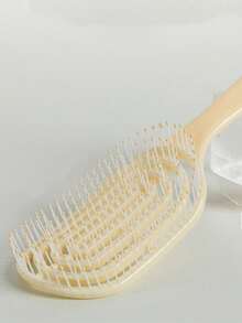 4pcs Cream Yellow Comb Set, Straight Comb, Cushion Brush, Curling Comb And Spiral Comb, Suitable For All Hair Types, Gift - Yellow - View 2