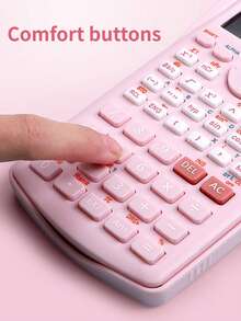 1 pieza Calculadora científica rosa para estudiantes, herramienta multifuncional para exámenes & estudio para calcular funciones & fracciones con pantalla de 12 dígitos; calculadora financiera multifuncional para volver a la escuela - Rosa - Ver 4