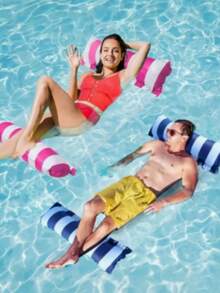 Foldable Backrest Striped Inflatable Floating Lounge Chair, Adult Water Hammock - Multicolor - View 3