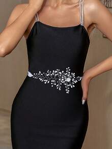 1pc Minimalist Pearl & Rhinestone Women's Waist Belt, Fashion Wedding Accessory For Bride, Wedding Dress, Formal Attire - Silver - View 4