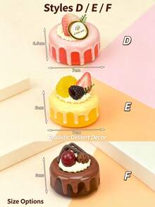 1/2/3pcs Ice Cream Color 3-Inch Realistic Cake Fridge Magnets, Hand-Painted Magnetic Resin, Strawberry Cherry Fake Fruit Decor, Realistic Food Props, Fake Cake For Photography, Birthday Party Window Display, Back To School Gift - Multicolor - View 12