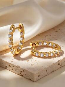 1PC 925 Sterling Silver Huggie Hoop Earring For Women Tiny Sparkly Pave CZ Mini Small Hoop Earring - Single - View 5
