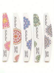 10PCS Nail File Strips, Thin Nail Buffing Bars, Water-Washable Wear-Resistant Nail Files, Nail Shaping And Buffing Tools, Printed Crescent-Shaped Wooden Nail Files, Multiple Styles Available - Multicolor - View 4