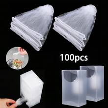 100/300pcs Disposable Kitchen Sink Filter Bags And Storage Box, Sink Drain Filter Mesh Bags, Elastic Mesh Sink Filter Bags, Sink Strainer, Fine Hair Filtration, Suitable For All Drains, Collect Kitchen Waste And Leftover Trash, Kitchen, Bathroom - White - View 6