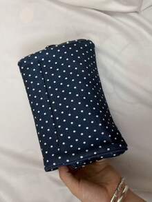 Navy Blue Polka Dot Zipper Storage Bag With Transparent Window, Portable Travel Makeup Bag, Cute Small Organizer Pouch, Suitable For Women And Girls - Navy Blue - View 6