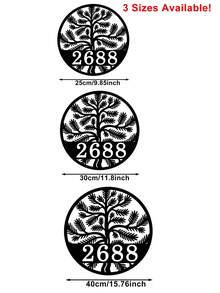 3 Sizes Available! Personalized Pine Tree Metal Sign Custom Number Address Plaque Wall Hanging Metal Wall Art Home Decor Front Door Porch Yard - Black - View 3