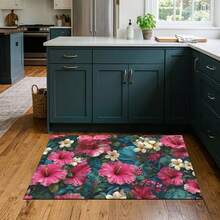 1pc, Floral Pattern Printed Diatomaceous Earth Kitchen Mat, Absorbent Kitchen Floor Mat, Kitchen Rug, Long Strip Foot Mat, Sink Front Mat, Suitable For Kitchen, Bathroom, Entryway, Hallway, Laundry Room And Home Decor - Multicolor - View 6