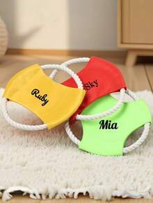 1pc Customized Pet Name Rope Flying Disc, Dog Outdoor Throwing Interactive Toy, Thickened Oxford Fabric Bite-Resistant And Pull-Resistant, Suitable For Small, Medium And Large Dogs, Pet Birthday Gift, Great Gift For Pet Owners - Multicolor - View 8