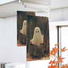2/4/48pcs Halloween Series Forest Swing Ghost Pattern Printed Kitchen Towels - Super Soft, Highly Absorbent Polyester Tablecloths And Hand Towels, Perfect For Holiday Decor, Kitchen Decor, Party Decor. - Multicolor - View 5
