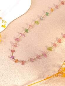 VceTd 1/3PCS Romantic Style Random Dopamine Beaded Design Stainless Steel Women's Beaded Necklace Suitable For Women's Daily Wear - Yellow Gold - View 7