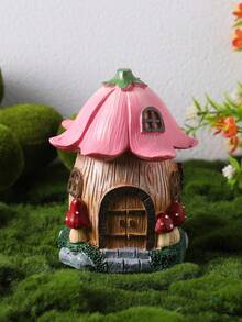 1件樹脂創意迷你景觀花朵蘑菇屋家居庭院裝飾手工飾品（手繪，不同批次可能略有色差） - 粉色 - 查看 14